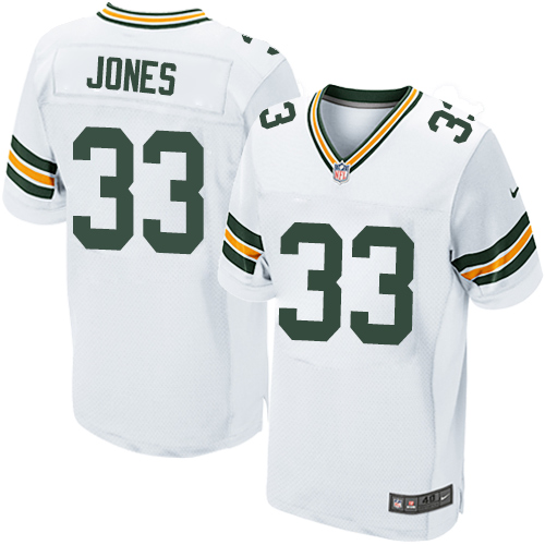 Nike Packers #33 Aaron Jones White Men's Stitched NFL Elite Jersey - Click Image to Close